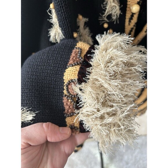Storybook Kruts Wildlife Expressions Sweater Women’s 1X Black Brown Fringe Jacke - Picture 7 of 10